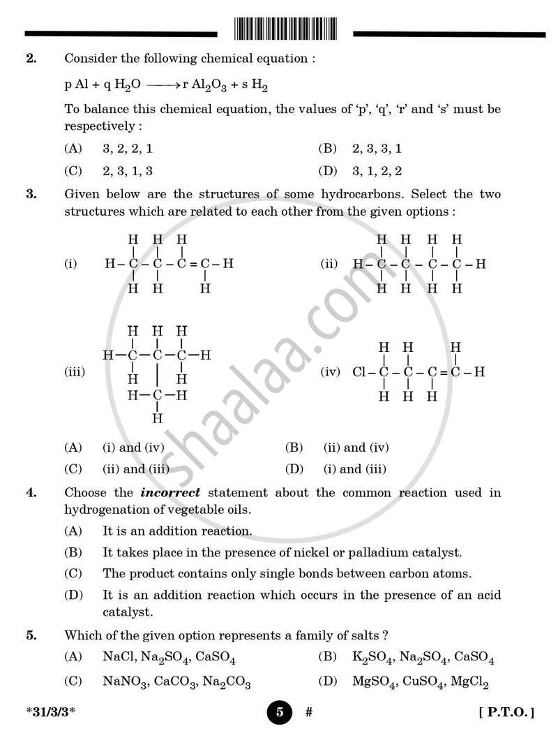 Science 2024-2025 Class 10 - CBSE (Central Board of Secondary Education) question paper with PDF download