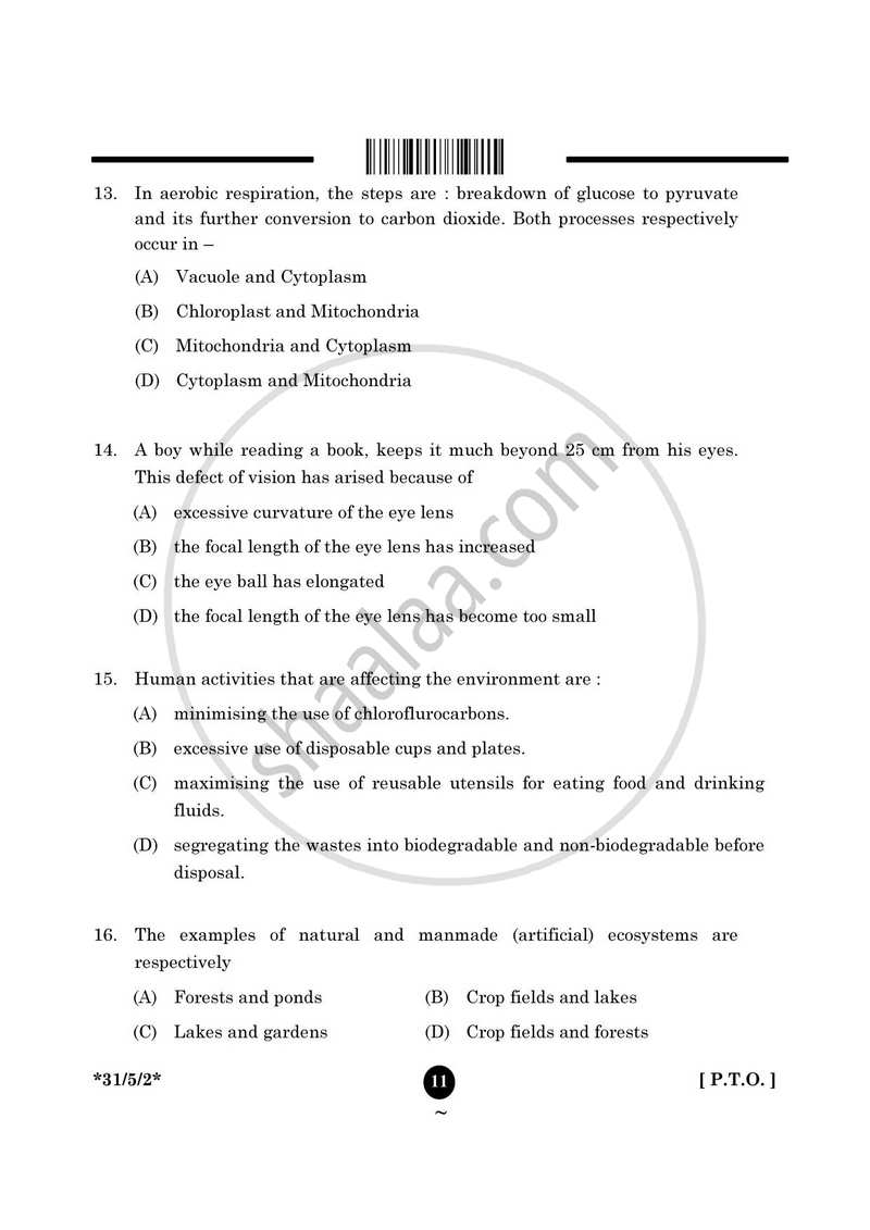 Science 2024-2025 Class 10 - CBSE (Central Board of Secondary Education) question paper with PDF download