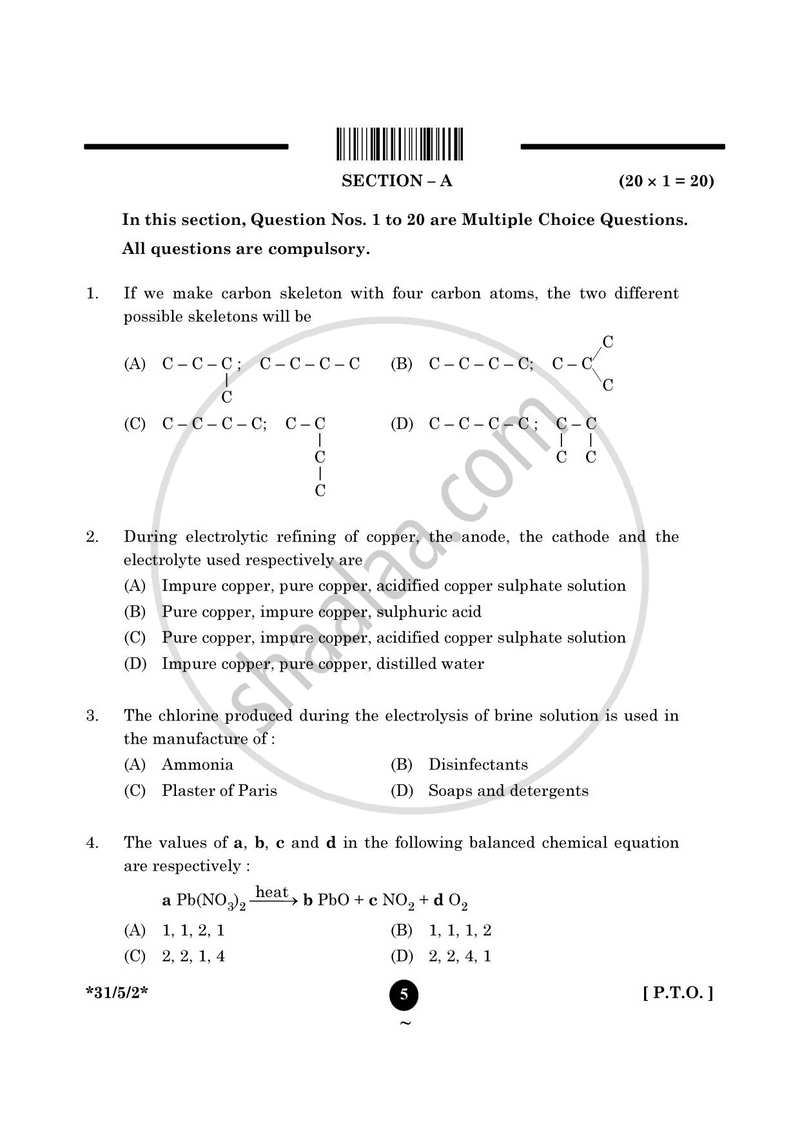 Science 2024-2025 Class 10 - CBSE (Central Board of Secondary Education) question paper with PDF download