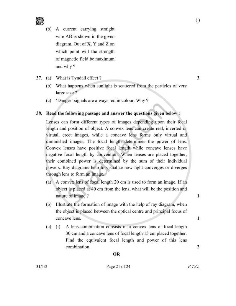 Science 2025-2026 Class 10 - CBSE (Central Board of Secondary Education) question paper with PDF download