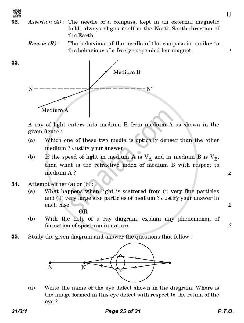 Science 2025-2026 Class 10 - CBSE (Central Board of Secondary Education) question paper with PDF download