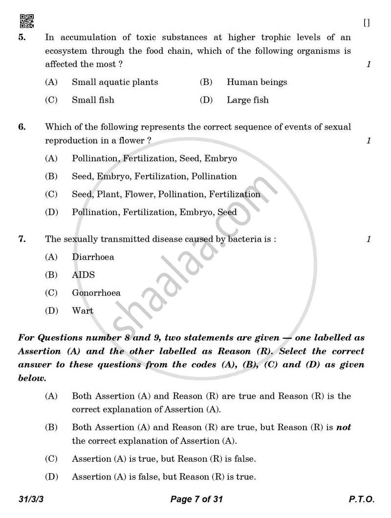 Science 2025-2026 Class 10 - CBSE (Central Board of Secondary Education) question paper with PDF download