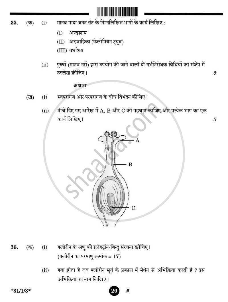 Science (विज्ञान) 2024-2025 Class 10 [कक्षा १०] - CBSE (Central Board of Secondary Education) question paper with PDF download