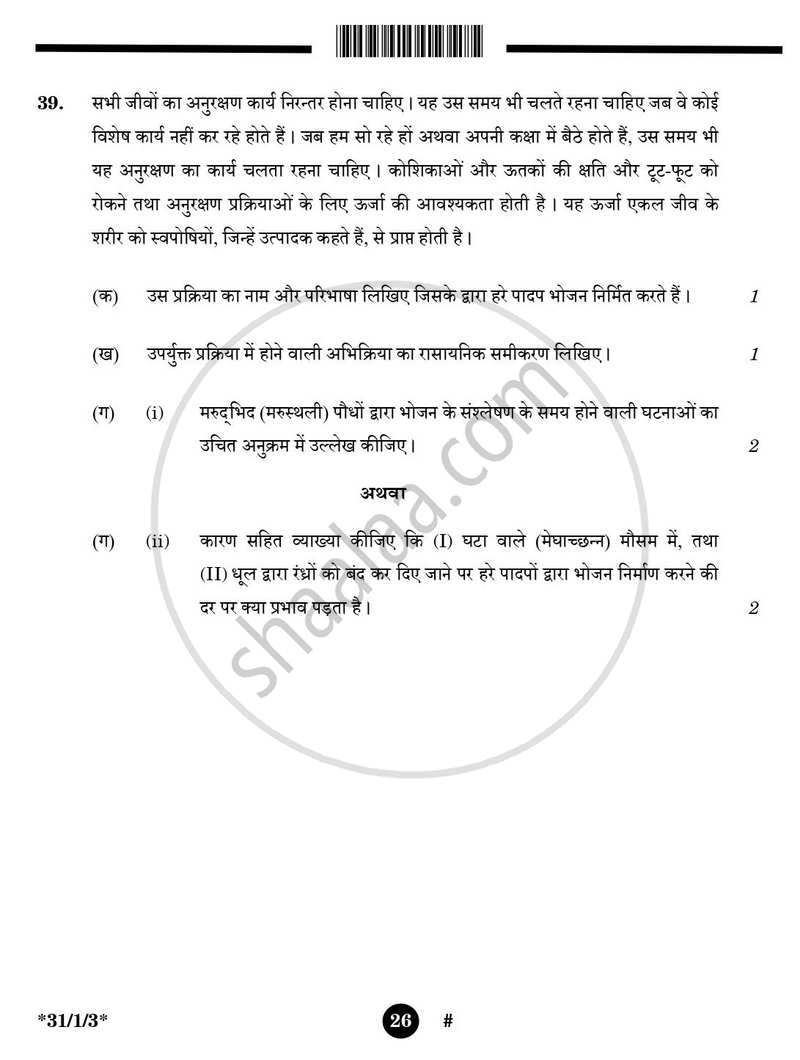 Science (विज्ञान) 2024-2025 Class 10 [कक्षा १०] - CBSE (Central Board of Secondary Education) question paper with PDF download