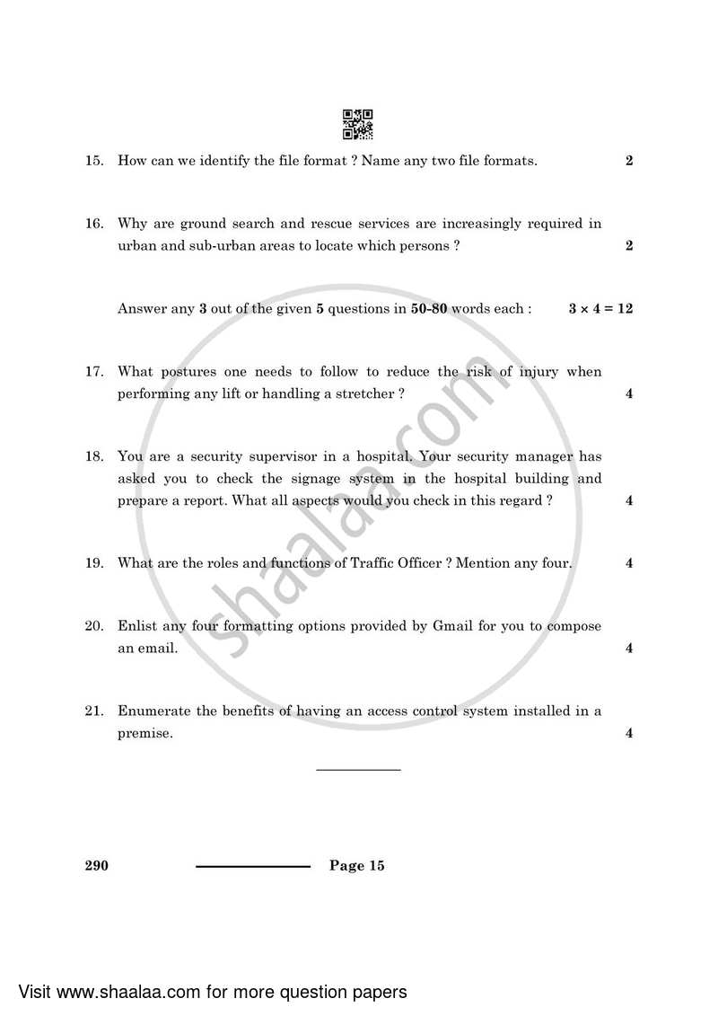 Security 2023-2024 Class 10 - CBSE (Central Board of Secondary Education) question paper with PDF download