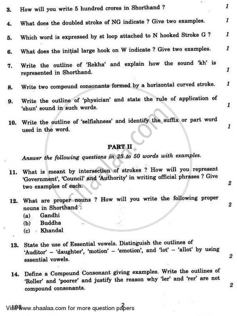 Shorthand (English) 2010-2011 Class 12 - CBSE (Central Board of Secondary Education) question paper with PDF download