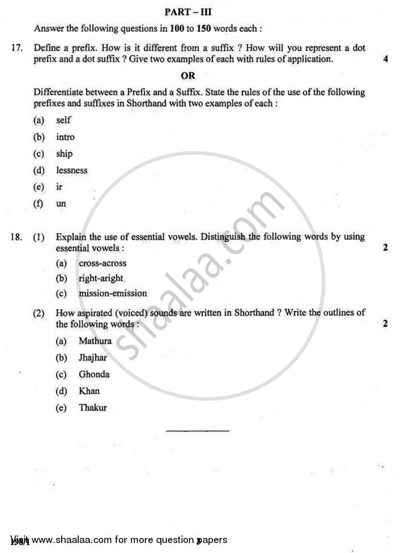 Shorthand (English) 2010-2011 Class 12 - CBSE (Central Board of Secondary Education) question paper with PDF download