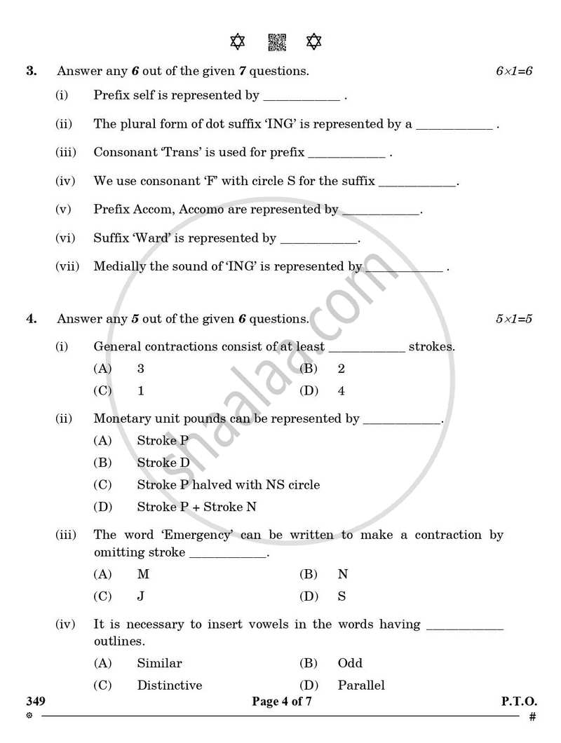 Shorthand (English) 2024-2025 Class 12 - CBSE (Central Board of Secondary Education) question paper with PDF download