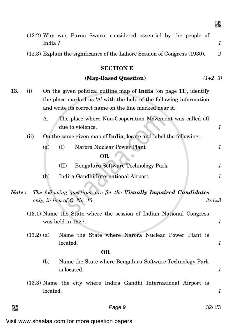 Social Science 2021-2022 Class 10 - CBSE (Central Board of Secondary Education) question paper with PDF download