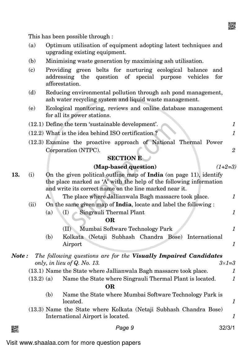 Social Science 2021-2022 Class 10 - CBSE (Central Board of Secondary Education) question paper with PDF download