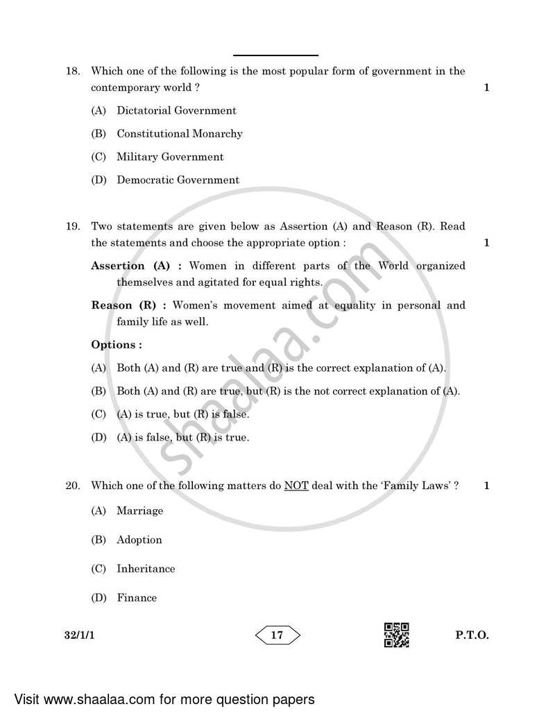 Social Science 2022-2023 Class 10 - CBSE (Central Board of Secondary Education) question paper with PDF download