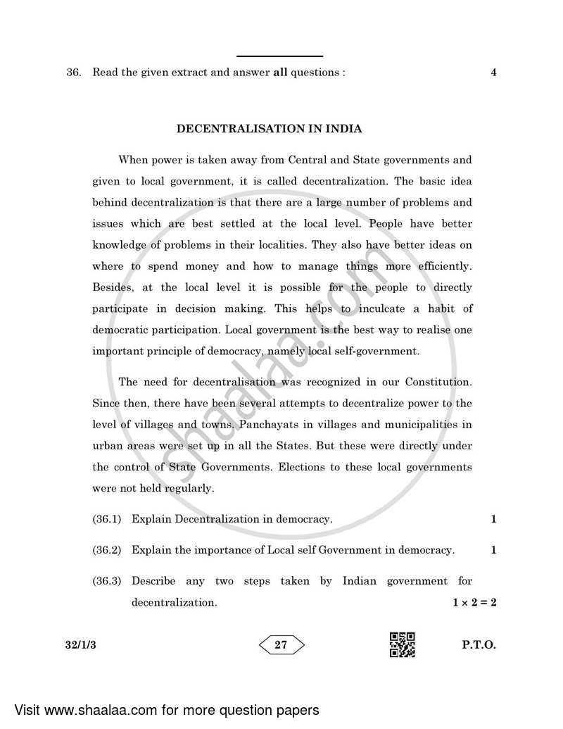 Social Science 2022-2023 Class 10 - CBSE (Central Board of Secondary Education) question paper with PDF download