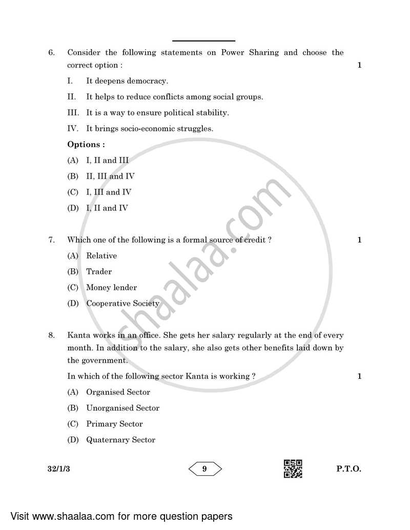 Social Science 2022-2023 Class 10 - CBSE (Central Board of Secondary Education) question paper with PDF download