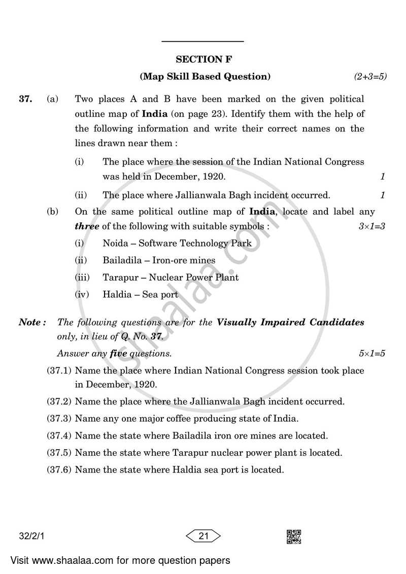 Social Science 2022-2023 Class 10 - CBSE (Central Board of Secondary Education) question paper with PDF download