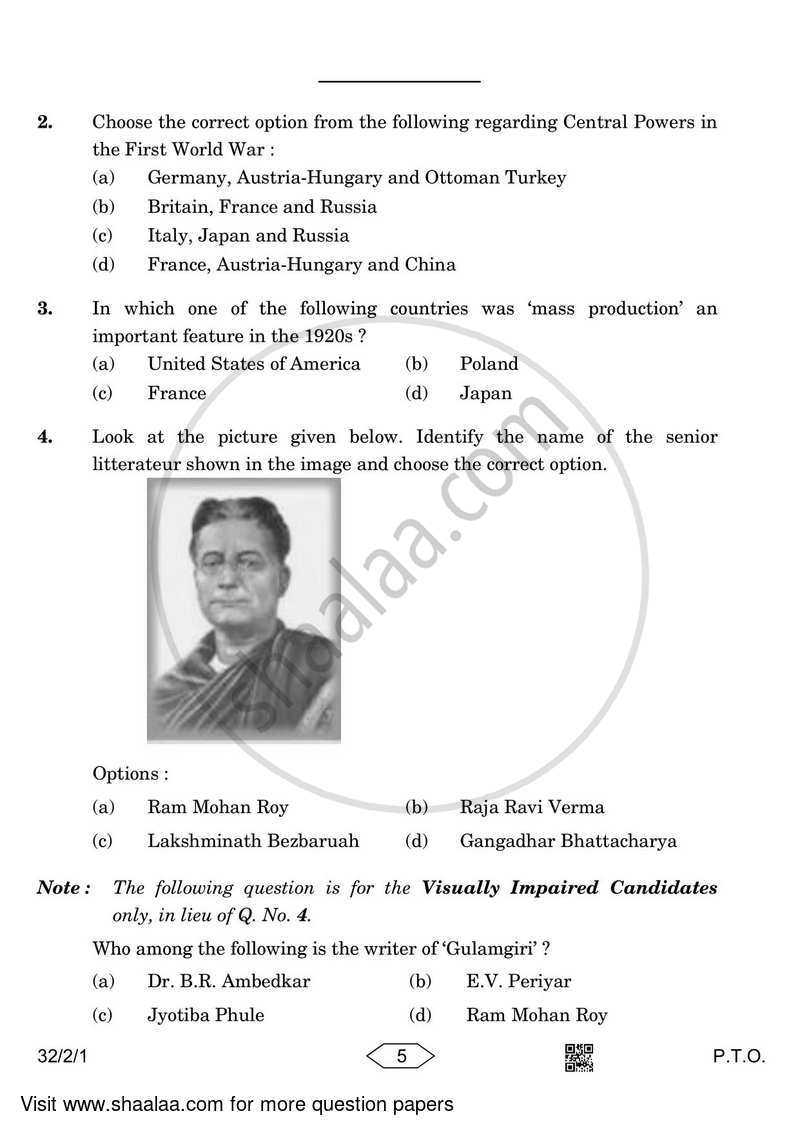 Social Science 2022-2023 Class 10 - CBSE (Central Board of Secondary Education) question paper with PDF download