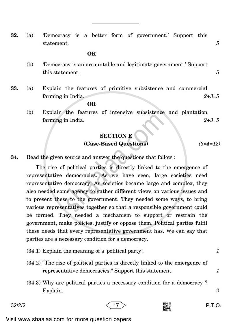 Social Science 2022-2023 Class 10 - CBSE (Central Board of Secondary Education) question paper with PDF download