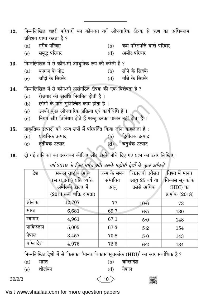 Social Science 2022-2023 Class 10 - CBSE (Central Board of Secondary Education) question paper with PDF download
