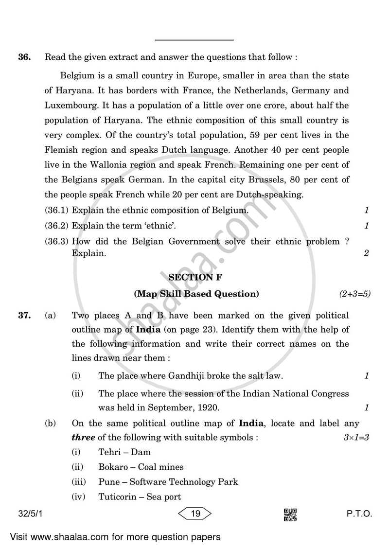 Social Science 2022-2023 Class 10 - CBSE (Central Board of Secondary Education) question paper with PDF download