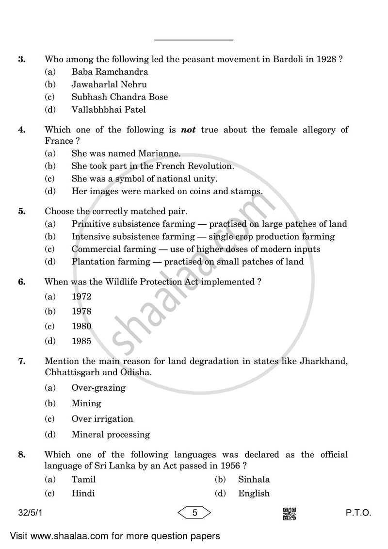 Social Science 2022-2023 Class 10 - CBSE (Central Board of Secondary Education) question paper with PDF download