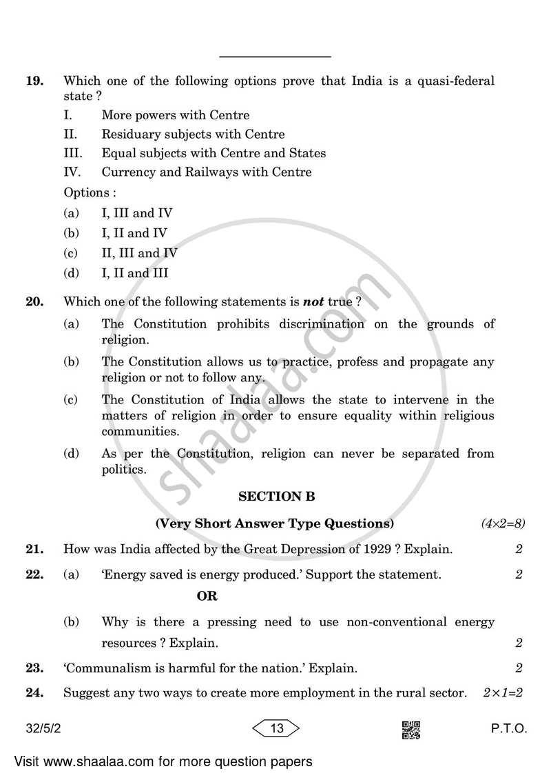 Social Science 2022-2023 Class 10 - CBSE (Central Board of Secondary Education) question paper with PDF download