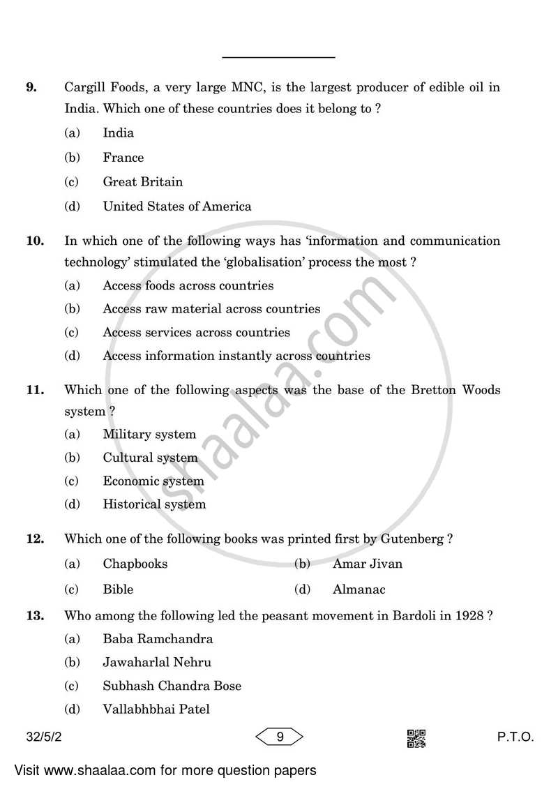 Social Science 2022-2023 Class 10 - CBSE (Central Board of Secondary Education) question paper with PDF download