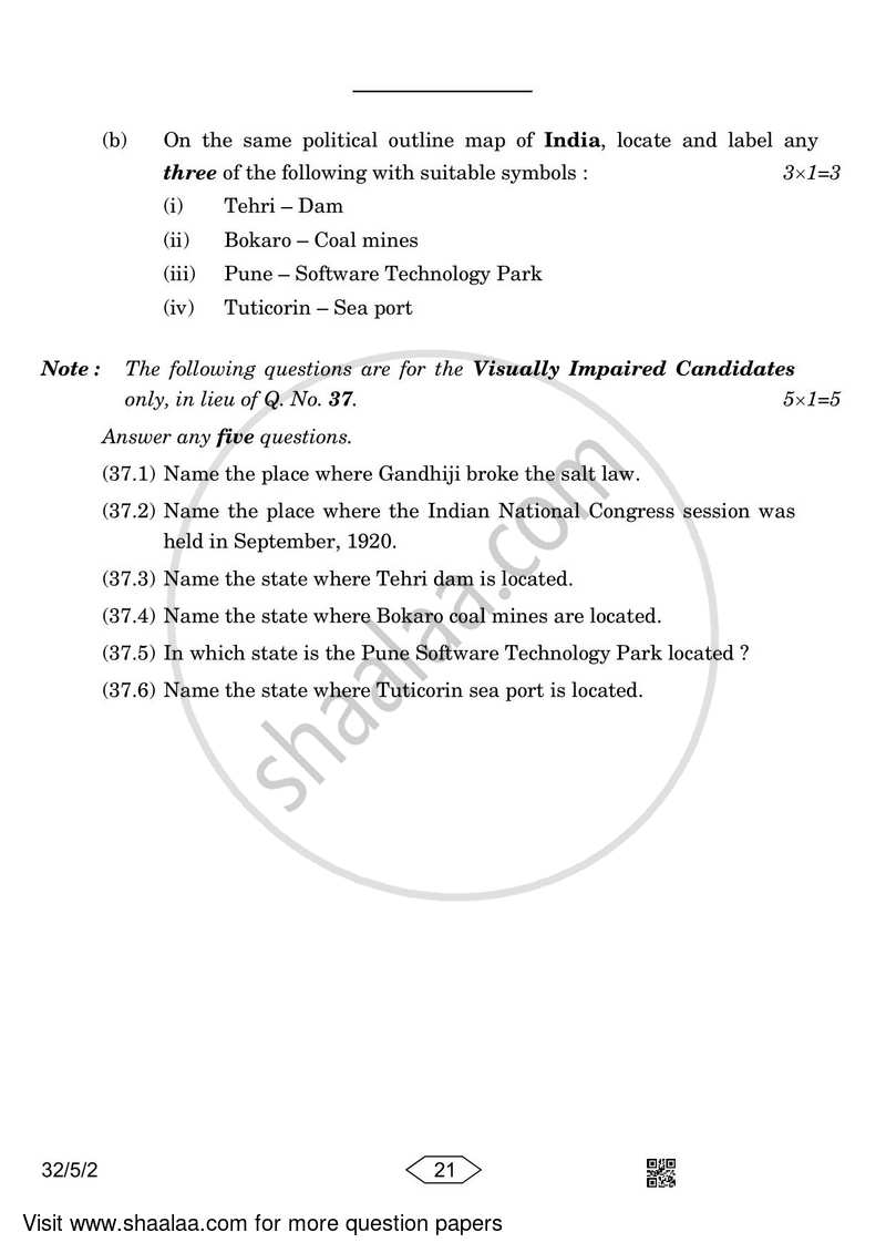 Social Science 2022-2023 Class 10 - CBSE (Central Board of Secondary Education) question paper with PDF download