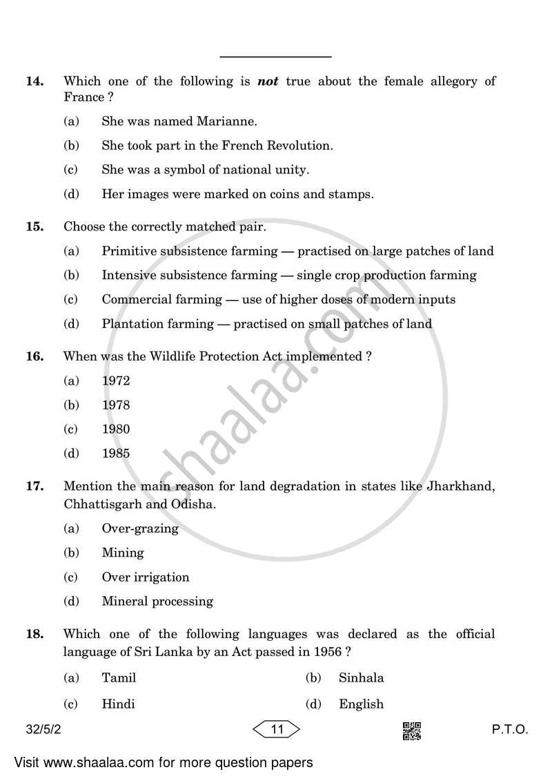 Social Science 2022-2023 Class 10 - CBSE (Central Board of Secondary Education) question paper with PDF download