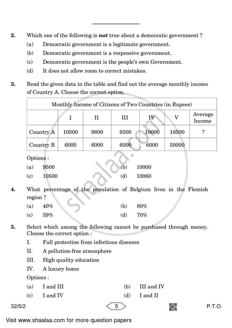Social Science 2022-2023 Class 10 - CBSE (Central Board of Secondary Education) question paper with PDF download