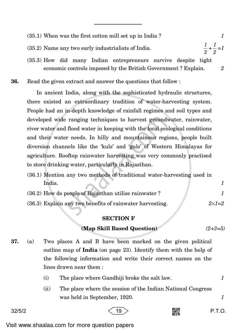 Social Science 2022-2023 Class 10 - CBSE (Central Board of Secondary Education) question paper with PDF download