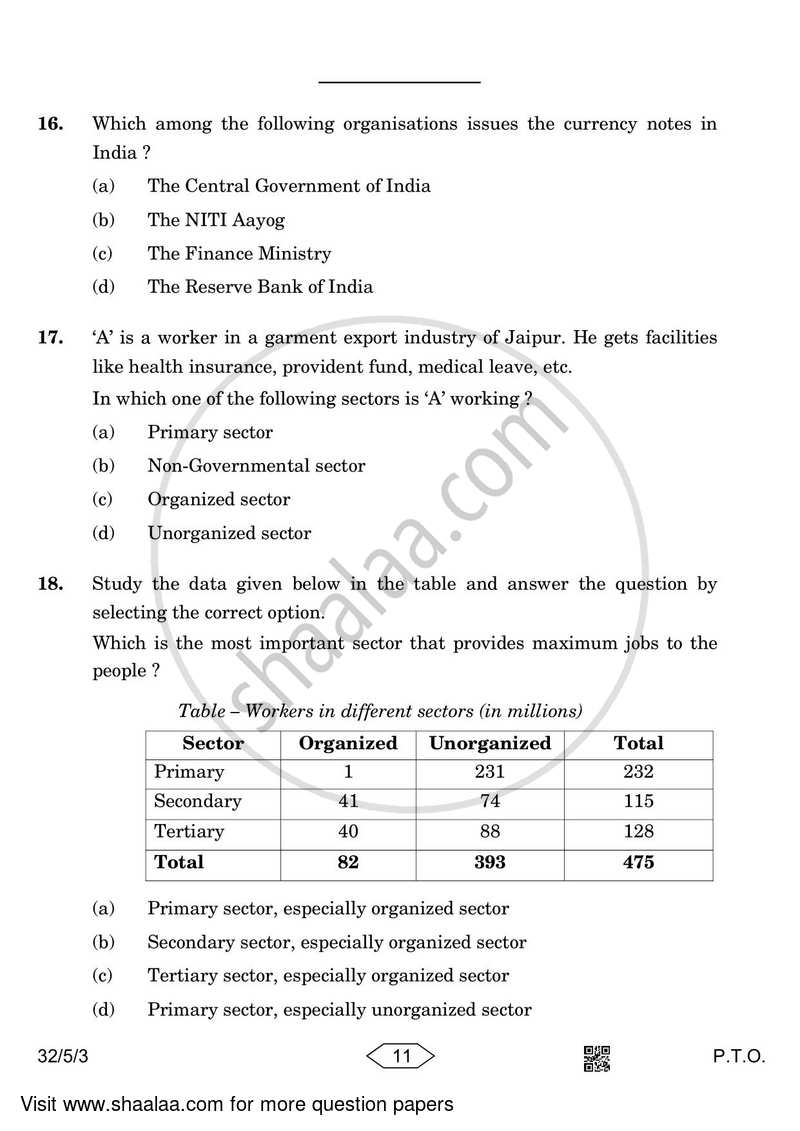 Social Science 2022-2023 Class 10 - CBSE (Central Board of Secondary Education) question paper with PDF download