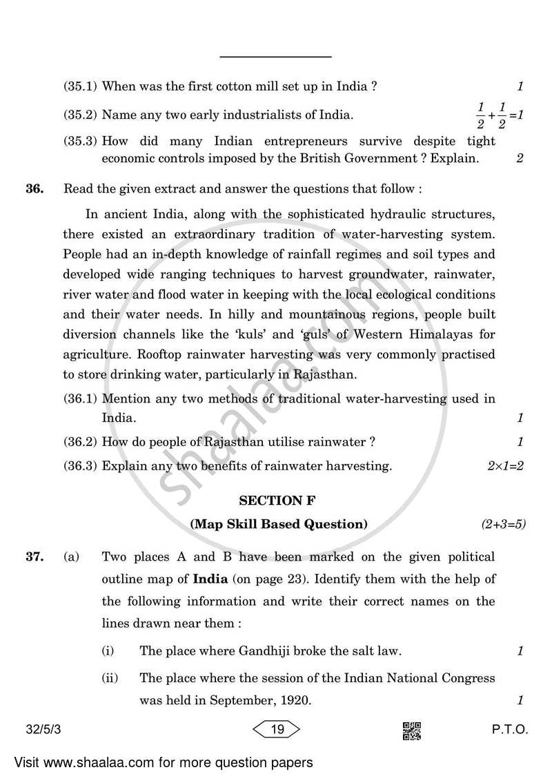 Social Science 2022-2023 Class 10 - CBSE (Central Board of Secondary Education) question paper with PDF download