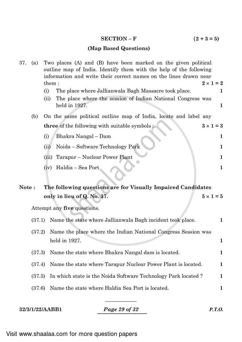Social Science 2023-2024 Class 10 - CBSE (Central Board of Secondary Education) question paper with PDF download