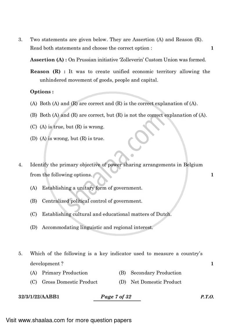 Social Science 2023-2024 Class 10 - CBSE (Central Board of Secondary Education) question paper with PDF download