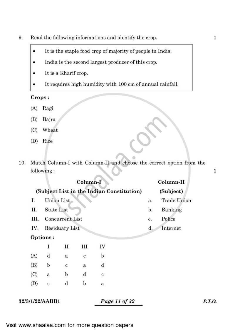 Social Science 2023-2024 Class 10 - CBSE (Central Board of Secondary Education) question paper with PDF download