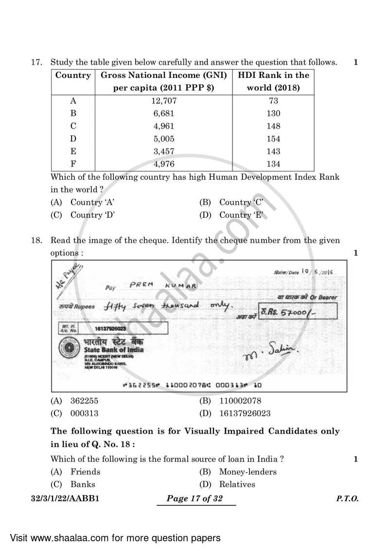 Social Science 2023-2024 Class 10 - CBSE (Central Board of Secondary Education) question paper with PDF download