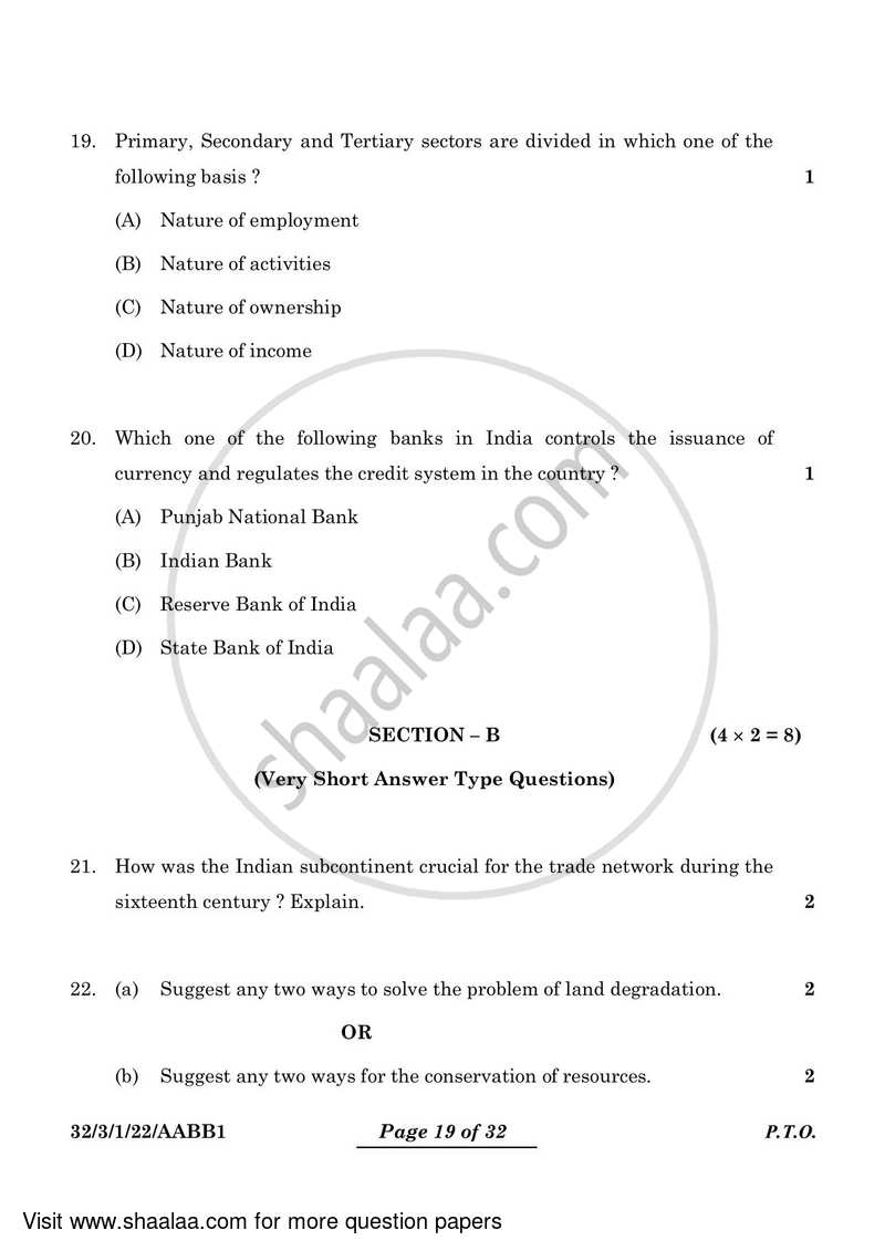 Social Science 2023-2024 Class 10 - CBSE (Central Board of Secondary Education) question paper with PDF download