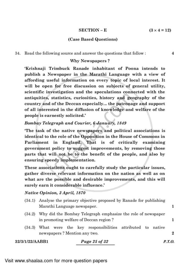 Social Science 2023-2024 Class 10 - CBSE (Central Board of Secondary Education) question paper with PDF download