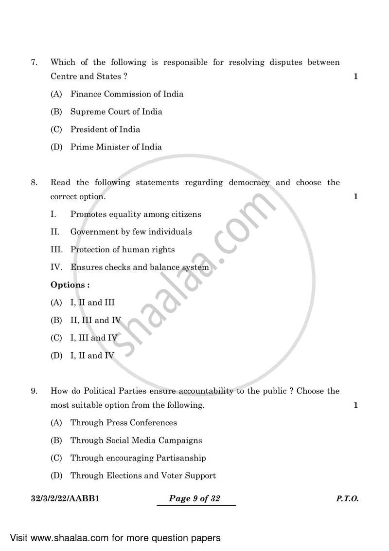 Social Science 2023-2024 Class 10 - CBSE (Central Board of Secondary Education) question paper with PDF download