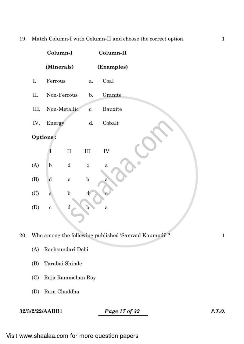 Social Science 2023-2024 Class 10 - CBSE (Central Board of Secondary Education) question paper with PDF download