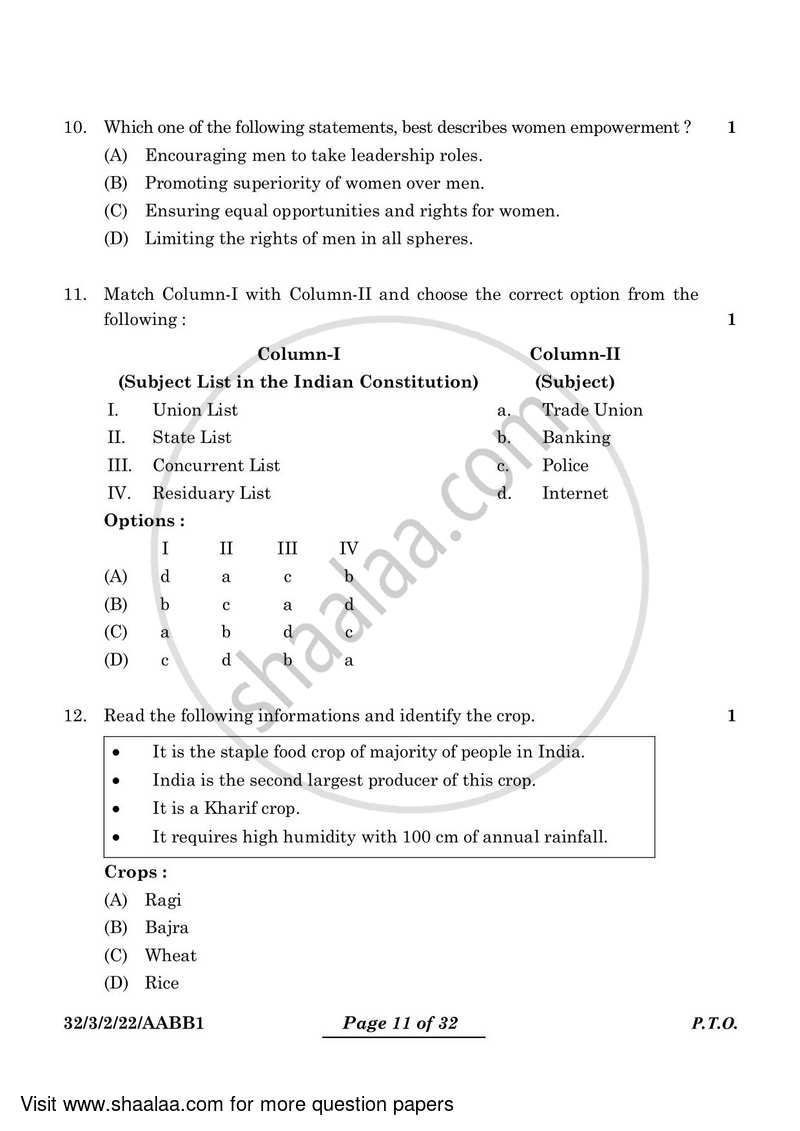 Social Science 2023-2024 Class 10 - CBSE (Central Board of Secondary Education) question paper with PDF download