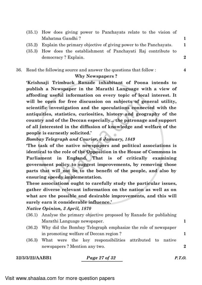 Social Science 2023-2024 Class 10 - CBSE (Central Board of Secondary Education) question paper with PDF download