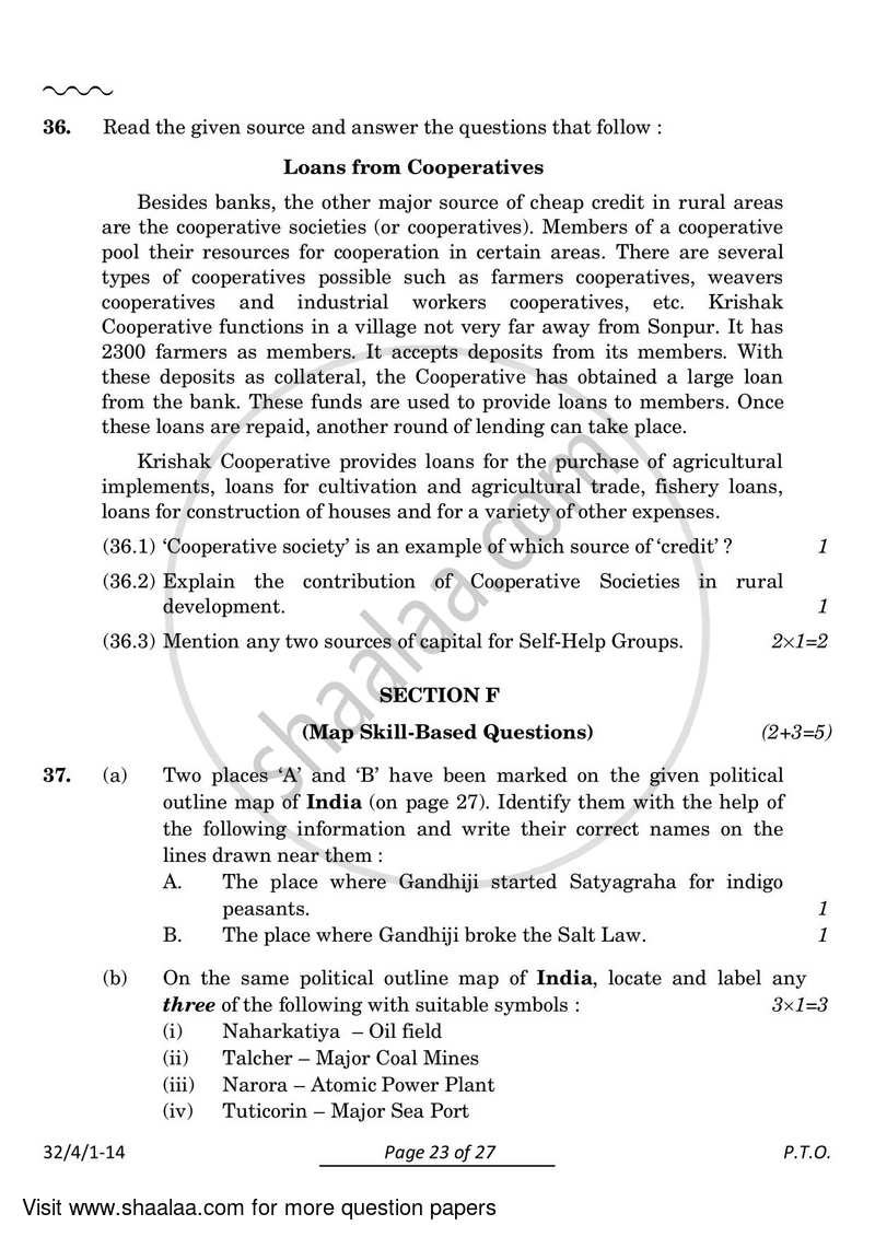 Social Science 2023-2024 Class 10 - CBSE (Central Board of Secondary Education) question paper with PDF download