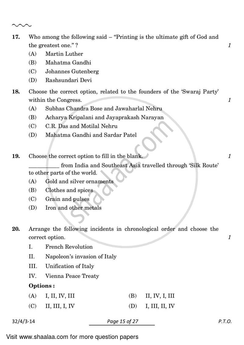 Social Science 2023-2024 Class 10 - CBSE (Central Board of Secondary Education) question paper with PDF download