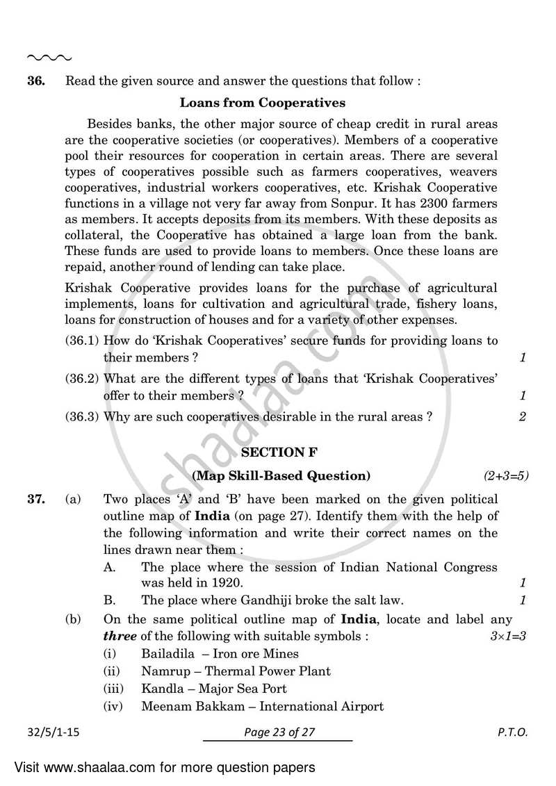 Social Science 2023-2024 Class 10 - CBSE (Central Board of Secondary Education) question paper with PDF download