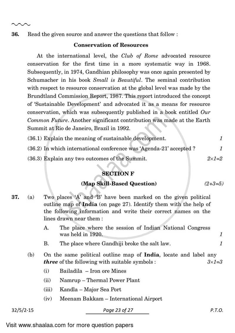 Social Science 2023-2024 Class 10 - CBSE (Central Board of Secondary Education) question paper with PDF download