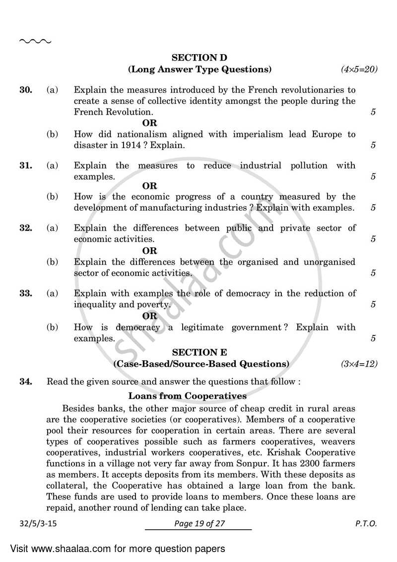 Social Science 2023-2024 Class 10 - CBSE (Central Board of Secondary Education) question paper with PDF download
