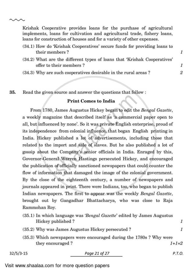 Social Science 2023-2024 Class 10 - CBSE (Central Board of Secondary Education) question paper with PDF download