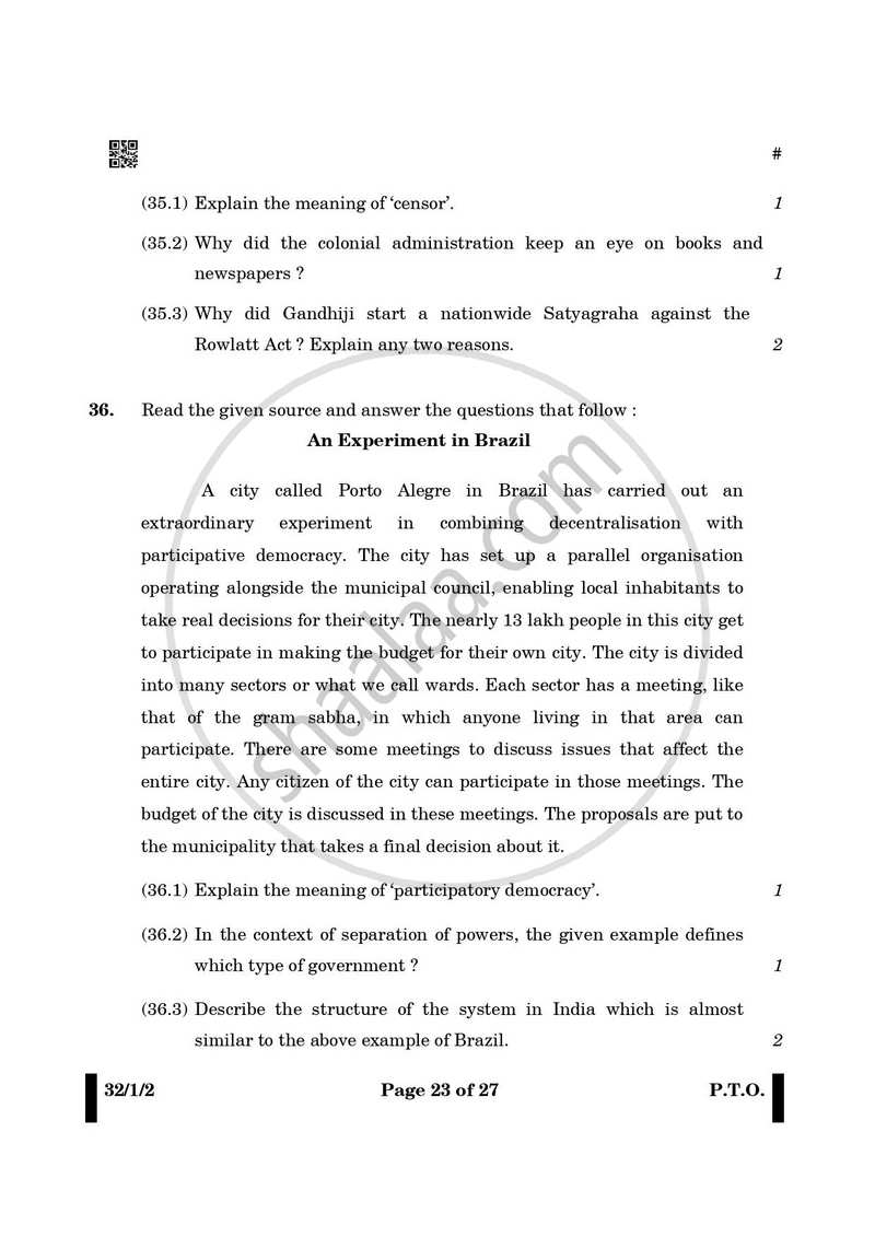 Social Science 2024-2025 Class 10 - CBSE (Central Board of Secondary Education) question paper with PDF download