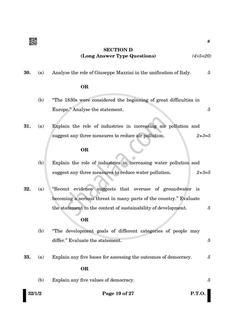 Social Science 2024-2025 Class 10 - CBSE (Central Board of Secondary Education) question paper with PDF download