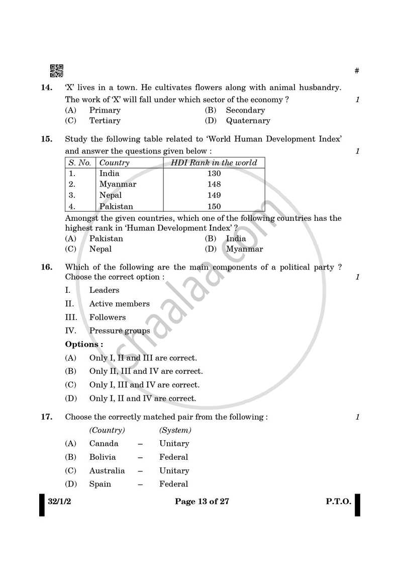 Social Science 2024-2025 Class 10 - CBSE (Central Board of Secondary Education) question paper with PDF download